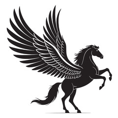 Fototapeta premium black pegasus Silhouette Vector, High Quality Illustration on White Background