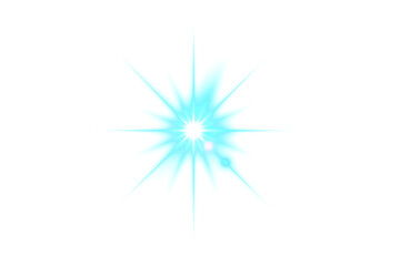 Fototapeta premium Blue glow light effect isolated on transparent background. Abstract lens flare light. Glowing spotlight. Sparkling starlight. Light PNG. Space overlays. Magic festive decoration design elements
