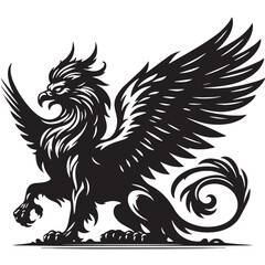 black Mythic Animal Cerberus Silhouette Vector, High Quality Illustration on White Background