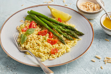 Millet with asparagus and lemon