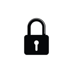 Simple black padlock icon on a white background