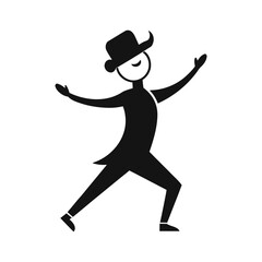 Man in tuxedo and hat performing dance silhouette dancer