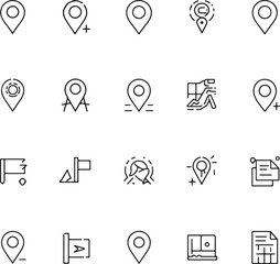 GPS and Location Outline Icons Set