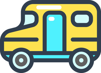 Cheerful school bus icon for education, travel, and childhood joy