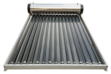 Solar thermal collector for heating water with renewable energy isolated with transparent background