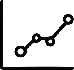 Simple hand drawn line graph illustrating upward trend and growth with data points