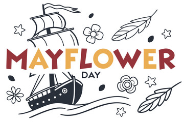 MAYFLOWER DAY vector illustration