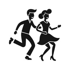 Silhouette of a dancing couple in retro style vintage