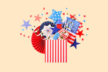 Fototapeta premium Labor Day gifts and decor in red, white, and blue