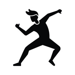 Male runner silhouette with thumbs up gesture on white background