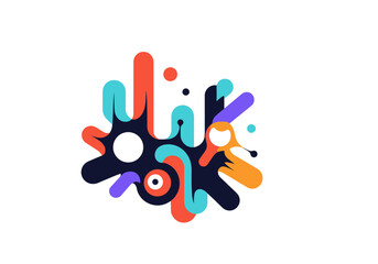 Fototapeta premium Abstract splash explosion of organic shapes and vibrant colors with playful design elements