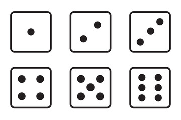 Dice Set vector icon. Game dice. Dice with six faces of cube isolated on white background. 