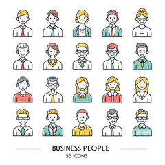Corporate Team Vector Icons, Diverse Business People Illustrations