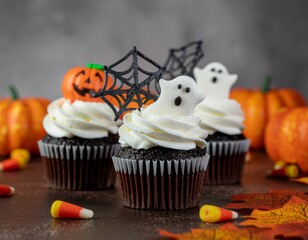 halloween cupcake with pumpkin