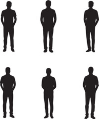 Silhouetted Male Figures Standing in Casual Pose