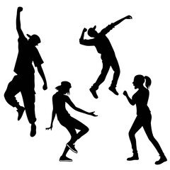 Energetic dancers in dynamic poses dancing silhouettes