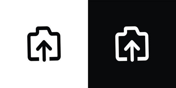 Camera upload icon on white and black backgrounds