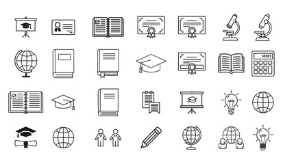 Education Icons, Flat Vector,Education Icon set, School Symbols