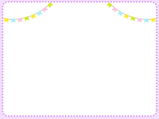 パープル　ラベンダー　紫　ポップ　かわいい　ガーランド　デコレーション　背景素材　フレーム