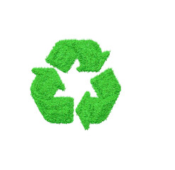 Green grass recycle symbol for eco friendly sustainability concept art on transparent background