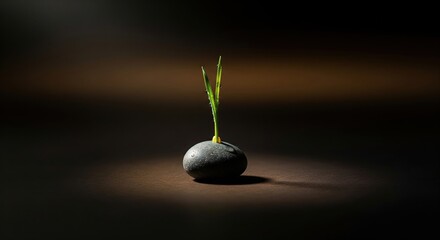 Wheat Sprout on Dark Background