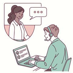 Diverse people communicating through technology and chat communication laptop