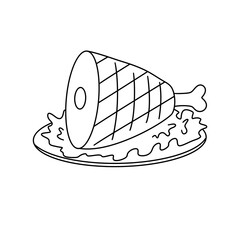 A ham hock is on a plate with lettuce