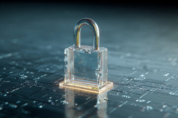 Secure digital padlock representing data protection and cybersecurity concepts.
