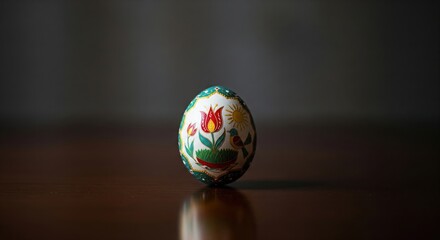 Painted Egg on Dark Table