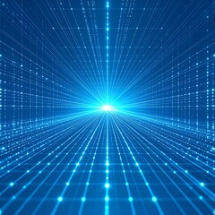 Blue Gridded Light Tunnel, Digital Space