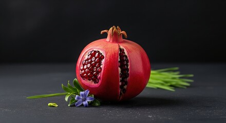 Pomegranate on Dark Background