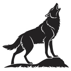  Vector Art of Howling Wolf in Bold Minimalist Style for Logos and Prints,
 Howling Wolf Vector Art, Minimalist Wolf Illustration, Bold Wolf Silhouette