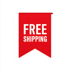 Bright red banner announcing free shipping promotion