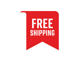 Red ribbon with free shipping text for online shopping promotions