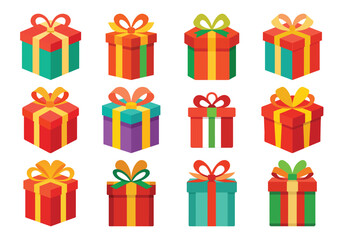 Assorted Gift Boxes with Ribbons and Bows for Celebrations and Holidays