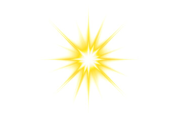 Fototapeta premium Golden Star light shine glow. Lens flare effect isolated on transparent background. Starlight PNG. Twinkling light effect with rays. Sun, Sparkling starlight, shine lens flare light effect.