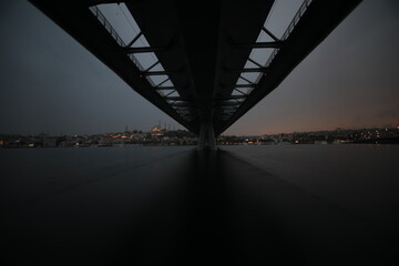 Fototapeta premium Golden Horn metro bridge and its view