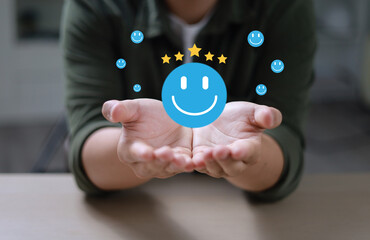 Customer Satisfaction Survey (CSAT) Concept "Smiley Face" Icon Customer Satisfaction Score