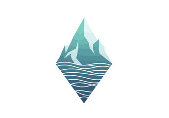 Obraz premium Geometric illustration of a stylized iceberg with waves in a diamond shape.