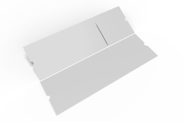 3D Realistic empty event tickets mockup isolated on background. Blank template for showcasing your ticket, train, raffle, carnival, concert, festival, lottery, coupon, theatre or airplane pass label.