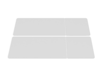 3D Realistic empty event tickets mockup isolated on background. Blank template for showcasing your ticket, train, raffle, carnival, concert, festival, lottery, coupon, theatre or airplane pass label.