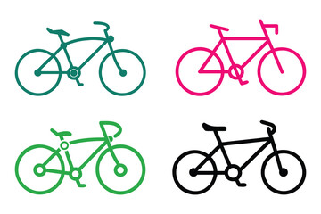 Minimal Bicycle Silhouette Line Art Icon Illustration