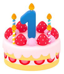 1の数字付き誕生日ケーキ