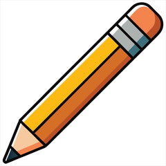 Pencil icon flat design vector isolated, Pencil Icon Flat Design. Pen Flat Line Icon with Editable Stroke. Checklist, Clipboard and Pencil Icon Flat Design on White Background. Pencil vector.