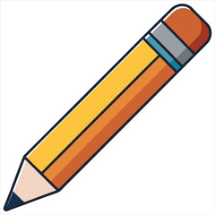 Pencil icon flat design vector isolated, Pencil Icon Flat Design. Pen Flat Line Icon with Editable Stroke. Checklist, Clipboard and Pencil Icon Flat Design on White Background. Pencil vector.