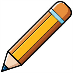 Pencil icon flat design vector isolated, Pencil Icon Flat Design. Pen Flat Line Icon with Editable Stroke. Checklist, Clipboard and Pencil Icon Flat Design on White Background. Pencil vector.