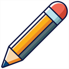 Pencil icon flat design vector isolated, Pencil Icon Flat Design. Pen Flat Line Icon with Editable Stroke. Checklist, Clipboard and Pencil Icon Flat Design on White Background. Pencil vector.