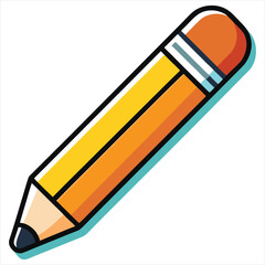Pencil icon flat design vector isolated, Pencil Icon Flat Design. Pen Flat Line Icon with Editable Stroke. Checklist, Clipboard and Pencil Icon Flat Design on White Background. Pencil vector.