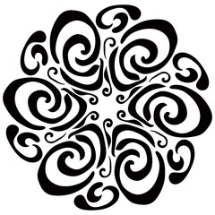black and white floral ornament, tattoo
