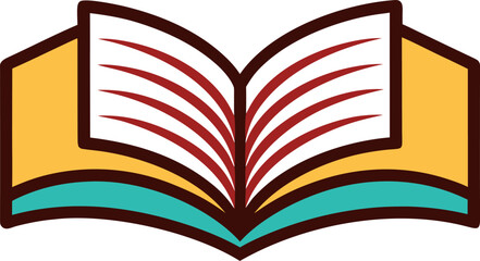 Vector art of open book with red lines illustration, representing knowledge, education, and the power of reading